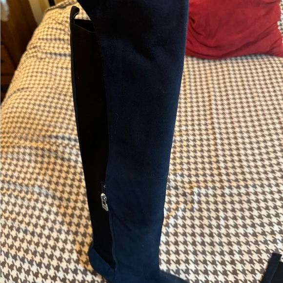 Suede knee high boots , wedge heel Navy Charles David - Picture 6 of 14